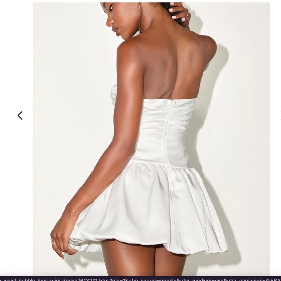 LULUS White Drop Waist Bubble-Hem Mini Dress medium NWT - bride bridal - Picture 3 of 5